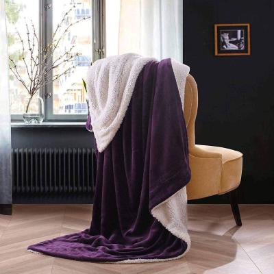 China Luxury Extra Warm Double Layers Anti-pilling Super Soft 100% Polyester Flannel And Reversible 2 Ply Sherpa Throw Blanket For Couch Bed for sale