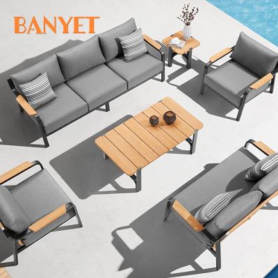 China Eco-freindly New Outdoor Furniture Luxury Handmade Aluminum Terrace Furniture Sofa Set Aluminum Alloy Sofa Set for sale