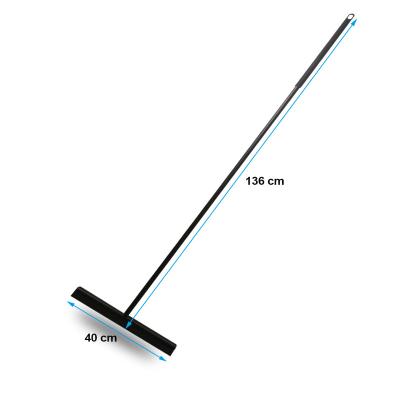 China Heavy Duty Black Stainless Steel Floor Squeegee with Long Handle for sale