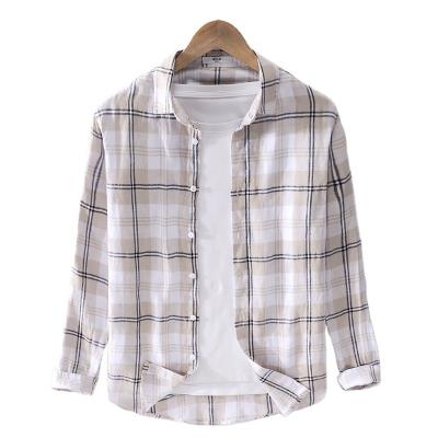 China New Viable Long Sleeve Plaid Canvas Shirts For Men Casual Plaid Shirt Men High Quality Canvas Shirts for sale