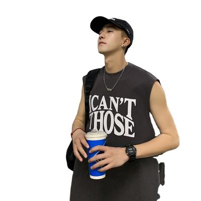 China QUICK DRY sleeveless sports vest mens T-shirt oversized personality good omens thin sleeveless print plus-size for sale