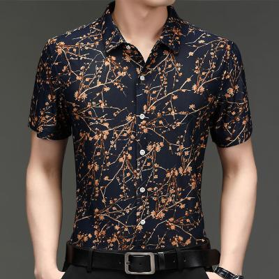 China Viable national wind flower summer short sleeve plus size men's shirts leisure thin half sleeve shirt slim shirt for men for sale