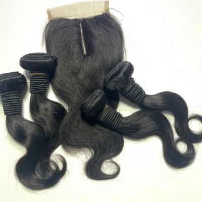 China Body Wave 4 Bundles And Closure Set Meal, 8 Inch Body Wave Hair Bundles And 10 Inch T Lace Closure Combination for sale