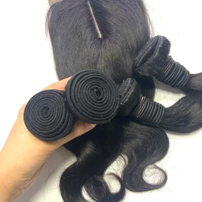 China Body Wave 4 Bundles And Closure Set Meal, 8 Inch Body Wave Hair Bundles And 10 Inch T Lace Closure Combination for sale