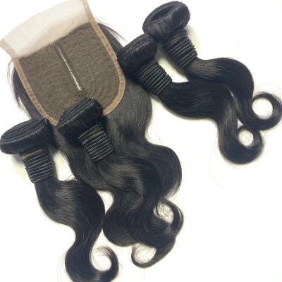 China Body Wave 4 Bundles And Closure Set Meal, 10 Inch Body Wave Hair Bundles And 10 Inch T Lace Closure Combination for sale