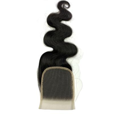 China 100% Indian Hair Wholesale Price Black Hair 20inch Body Wave 4*4 Lace Closure for sale