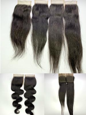 China 100% Indian Hair 4*4 13*4 Lace Frontal 20 22 Inch Black Straight Hair Frontal Closure for sale