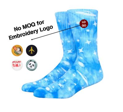 China Custom QUICK DRY Cotton Men's Hip Hop Logo Embroidery Designer Tie Dye Socks for sale