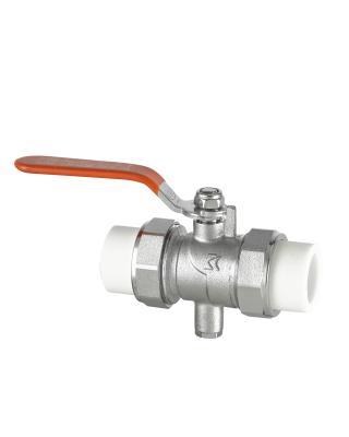 China Home kitchen water flow control DN20-DN25 temperature measuring union double ppr brass ball valve for sale