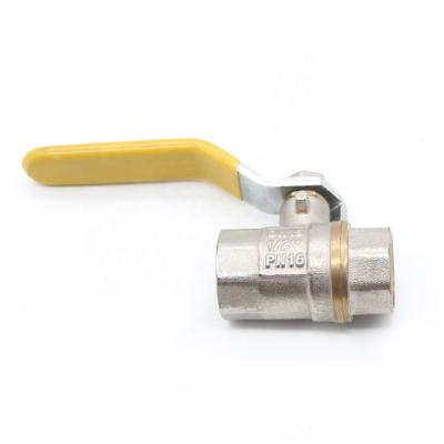 China Zhejiang Kaibeili PN16 DN 15 Home Kitchen Long Full Handle Female Thread Yellow Left Brass Ball Valve for sale