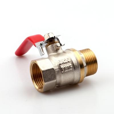 China Zhejiang Kaibeili DN25 PN40 Brass Kitchen Ball Valve Female-Male Home Long Thread Nickel Plated Handle for sale