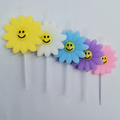 China No Smoking Party Decoration Birthday Colorful Daisy Shape Birthday Candles With Stand for sale