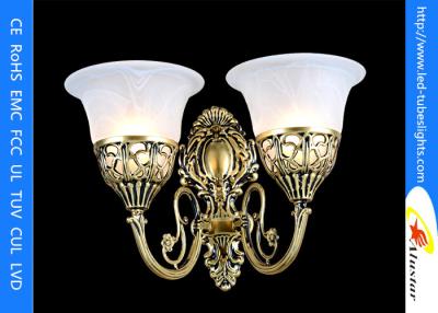 China Bronze Wall Lamp With Two Illuminant , Classic Style With Seedy Glass Cup for sale