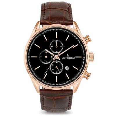 China Chronograph Stainless Steel 5ATM Leather Genuine Waterproof Multifunctional Natura Chronos Minimalism Quartz Watches Men Wrist for sale