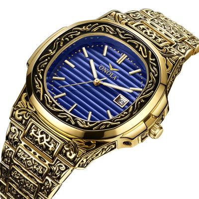 China Mens Vintage Luxury Watch Ready To Ship Mens Individuation Engraved Case Classic Mens Watches for sale