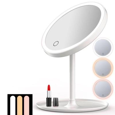 China Morden Travel Portable Handheld Pocket Mirror Round Led Makeup Light Mirror With Custom Logo for sale