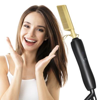 China Salon Electric Flat Iron Hair Straightener Brush Hot Comb Mini Customizable Hot Comb 2020 Best Selling Private Label for sale