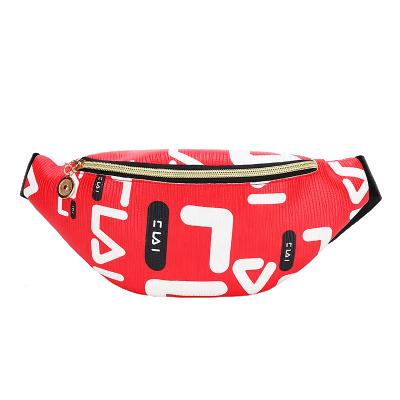 China Custom Water Proof Fashion Letter Printed Body Bag Shoulder Purse PU Waist Cross Bag With Belt for sale