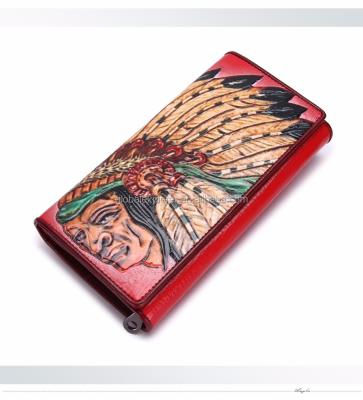 China RFID Vintage Color Indian OEM Genuine Leather Bifold Wallet for sale