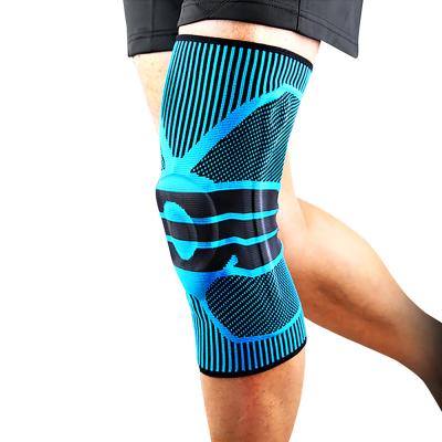 China Adult Nylon 3d Knitted Knee Brace Patella Protector Silicone Sports Compression Sleeve Lateral Knee Support for sale