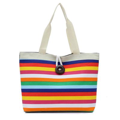 China Vintage NATIONAL Custom Women Embroidered Canvas Bag Ethnic Floral Stripe Fabric Bag Simple Colorful PU 40 HX Polyester for sale