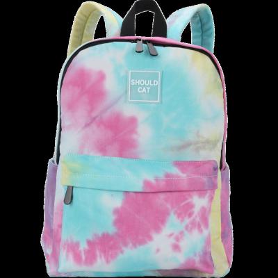 China Custom waterproof tie-dye canvas color backpack high capacity soft Korean version travel backpack high capacity waterproof shoulder bag for sale