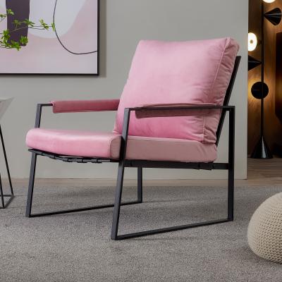 China New Design Barcelona Style Modernas Simple Lounge Leisure Armchair (Other) Comfy Pink Armchair Adjustable Velvet Material for sale