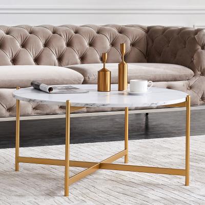 China Stainless Steel Extendable Luxury Marble Top Frame Furniture Round Metal Gold Coffee Table Living Room for sale