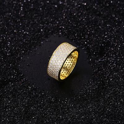 China Punk Entertain Eternity Iced Out CZ Engagement Rings 18k Gold Vermeil Alloy Brass African Fashion Jewelry For Women for sale