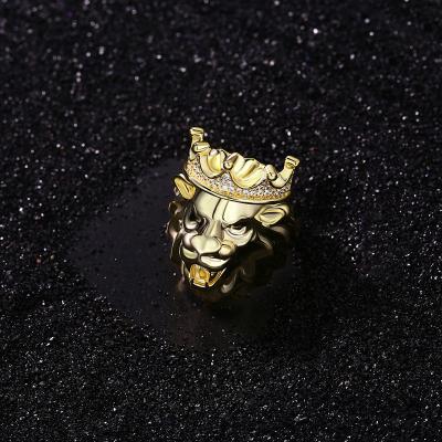 China Punk entertain hiphop animal jewelry 925 sterling silver gold plated lion 18k brass luxury rings for women for sale