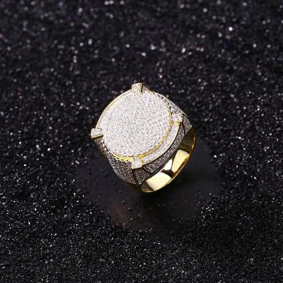 China Punk fun chunky hiphop iced out brass silver gold plated 18k zirconia diamond engagement rings for women 2022 for sale