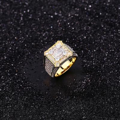 China Punk entertain jewelry 18k 5A gold plated CZ hiphop queen brass chunky engagement rings for women party for sale