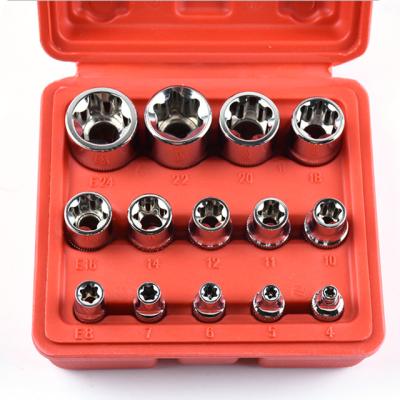 China For Household Perfactool 14 Pieces Set 6-Flower 3/8 1/4 Socket e-Type Head Star Bit Pattern Torx 1/2 Wrench Automobile Car Repair Tool E4-24MM for sale