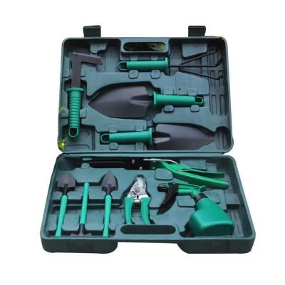 China Easy Operation 10pcs Garden Tools Suitcase Portable Rustproof Garden Tool Kit For Digging Cutting for sale