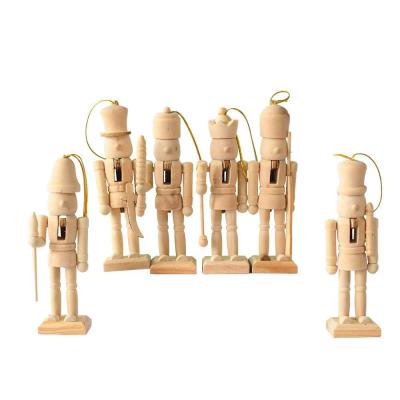 China Christmas figure nutcracker peg peg doll Europe pegdoll soldier ornaments decorations craft art unfinished 13cm unpainted wooden diy doll for sale