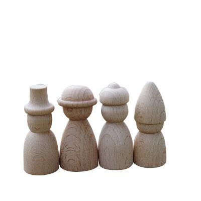 China Unfinished wood carving diy wooden figure pegdoll pegdoll people toys craft art in montessori puppet from Europe for sale