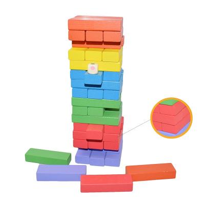 China Mini Building Toy Multi Color Collapsing Timber Building Stacking Block Set Kids Toys Educational Classic Game Wooden Construction Domino for sale