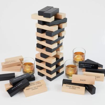 China Drinking Tower Game Custom Adult Party Games Drinking Building Block Wooden Toys Drinking Stacking Board Games Tumble Tower Blocks for sale