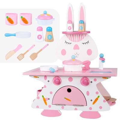 China Simulation Eco-friendly Material Wooden Rabbit Kitchen Toys Role Pretend Kids Cooking Play Toy Utensils Kitchen Sets Playset for sale