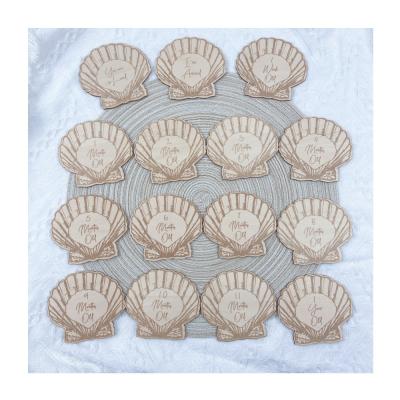 China Europe Seashell Baby Nursery Photography Props Milestone Sign Newborn Baby Monthly Marker Cards Wooden Baby Shower Gift Decor for sale