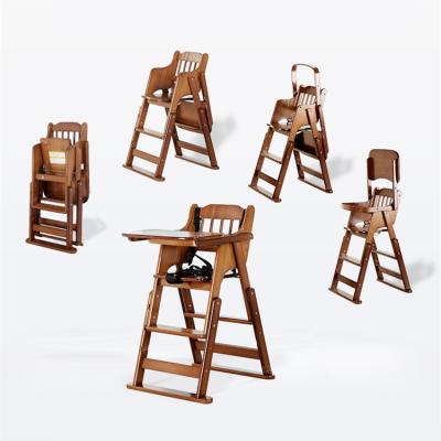 China Solid Wood Adjustable Kids Room Furniture Dining Baby Wooden Folding Highchair Umpire Chair Baby Feeding for sale