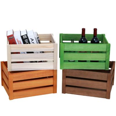 China Wooden Nesting Craft Stash Basket Display Box Rustic Fruit Boxes Vegetable Gift Storage Europe Wooden Crate for sale