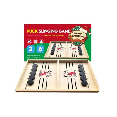 China Wooden toy puck hockey sling game foosball play puck hockey sling game table games chess party board game fast christmas toys for sale