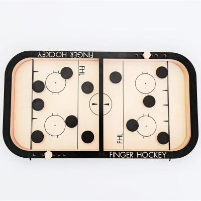 China Wooden Hockey Slingshot Catapult Slingshot Interactive Games Tabletop Wooden Speed ​​Bump Board Game Puck Sling Hockey Puck Board Game Finger Battle for sale