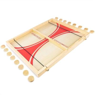 China Custom Large Sling Puck Game Hockey Game Big Top Games Sling Puck Table Top Games Wooden Speedy Puck Game Catapult Mini Finger Hockey Chess for sale