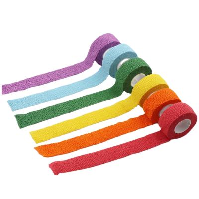 China Strong Colored Viscosity Waterproof Sports Bandage Nonwoven Cohesive Finger Bandage for sale