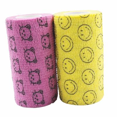 China Factory supply direct nonwoven elastic cohesive bandage hemostatic printing cohesive bandage breathable clean for sale