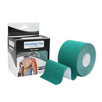 China Breathable Kinesiology Tape Sports Elastic Roll Muscle Kinesiology Tape Adhesive Green for sale