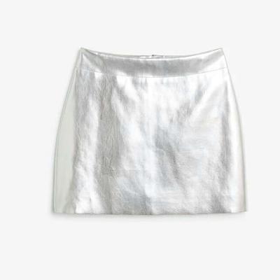 China Viable simple bright silver PU skirt patent leather leather skirt a word bag hip slim slimming skirt for sale