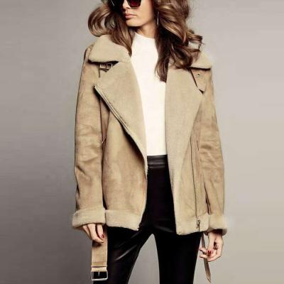 China Various Styles Of Suede Coat Sustainable Outerwear Tan Overcoat Women for sale